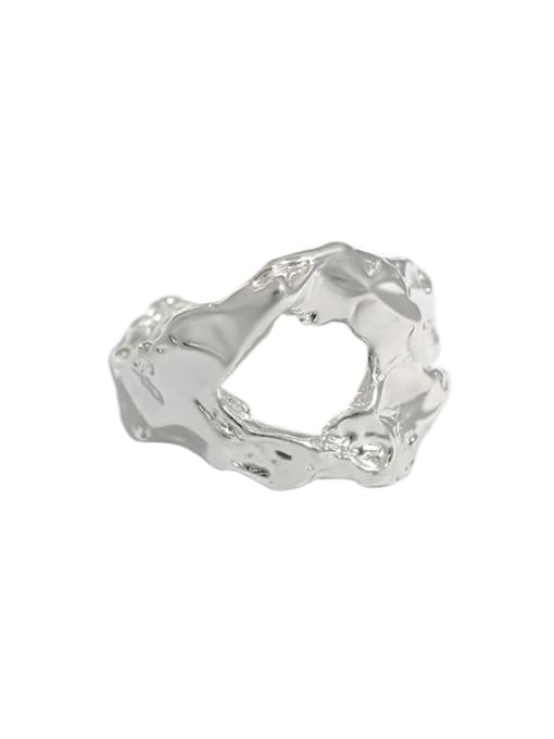Silver [14 adjustable] 925 Sterling Silver Irregular Vintage Band Ring